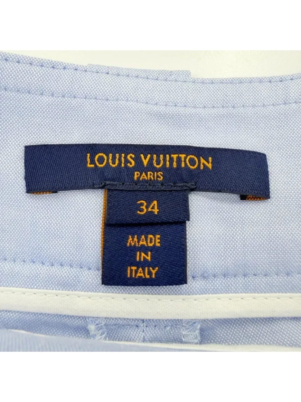 Louis Vuitton Cotton 100% LV Logo Embroidered Pants Light Blue 34